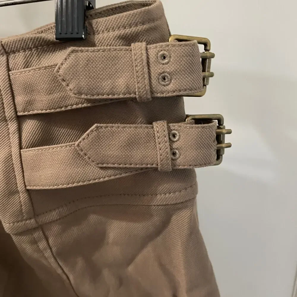Etcetera Brown Buckle Accent Straight Skirt Cotton Blend Size 8 - Picture 4 of 6